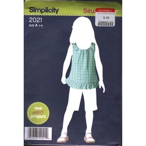 Simplicity 2021‎ Sewing Pattern Kids Tunic Top Ruffle Hem D-Ring Sizes 3-6 cut